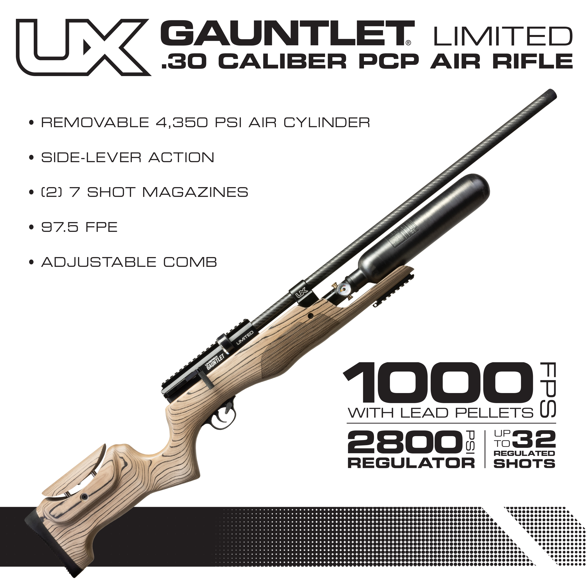 Umarex Gauntlet .30 caliber limited edition infographic